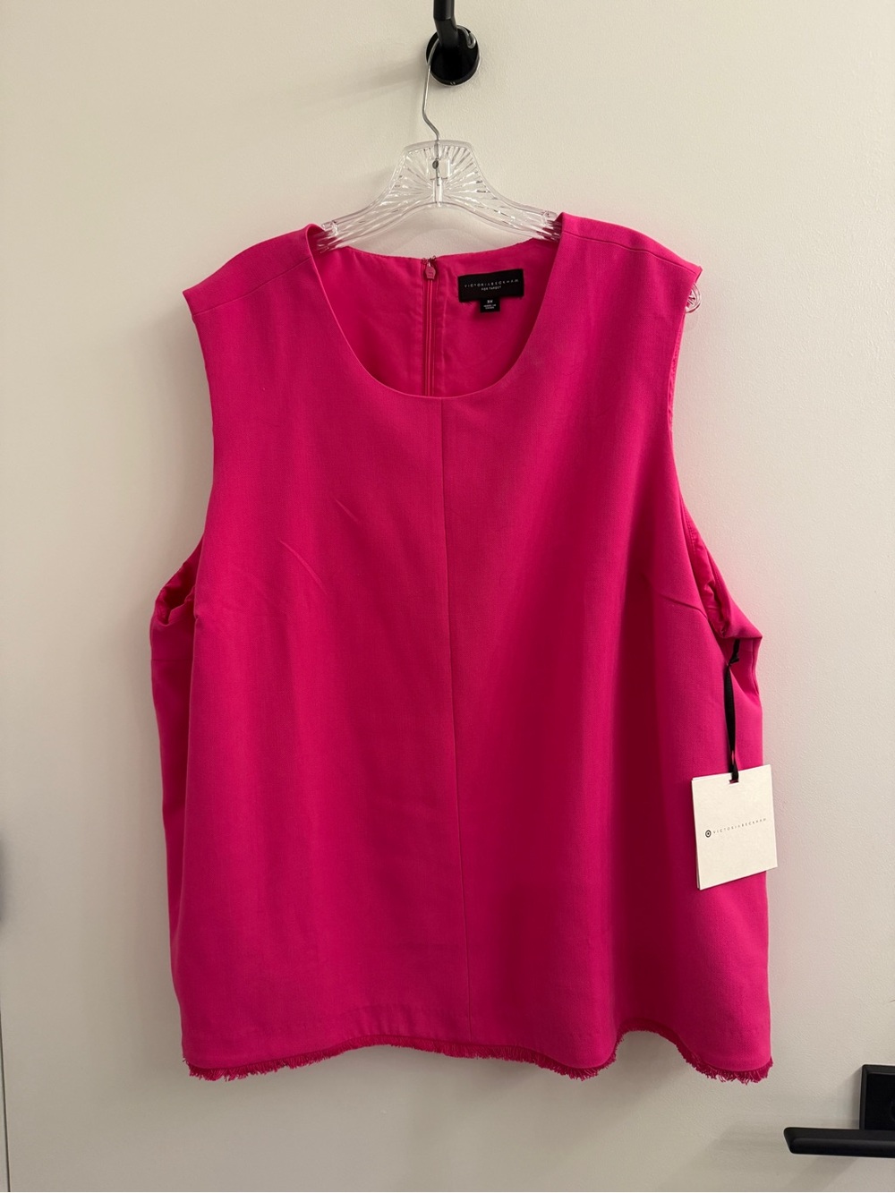 Victoria Beckham Sleeveless Scoop Neck Tunic Top in Hot Pink